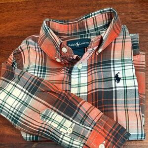 Ralph Lauren Kids Plaid Button-Down Shirt - Orange, Green, White